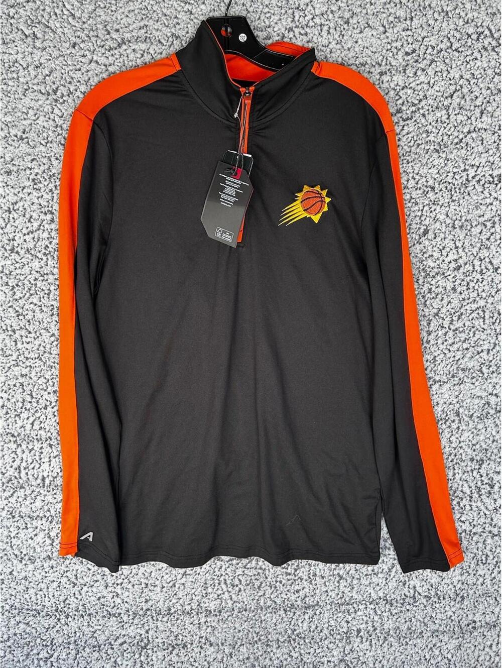 Antigua Phoenix Suns Quarter Zip Pullover Unisex M Black Orange NWT